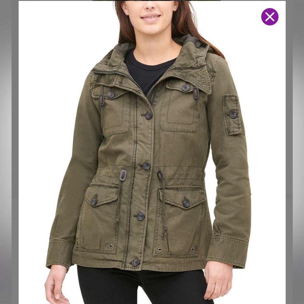 Army green five pocket anorak